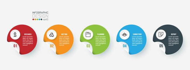 Business infographic  template with step or option design.