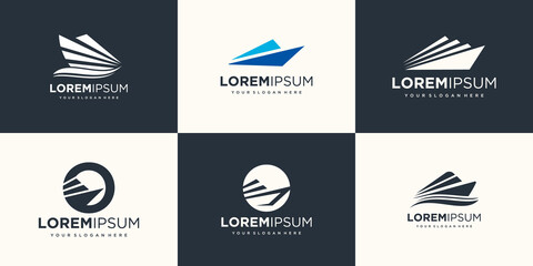 Creative ship logo icon set design vector illustration.
