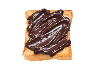 chocolate cream with bread on white background