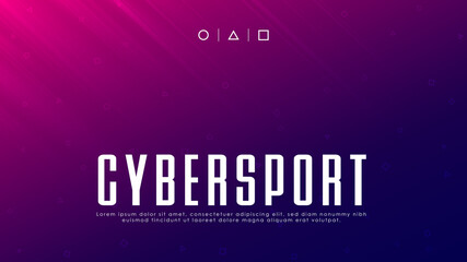 Cyber Sport banner, Esports abstract background. Video games. Pink purple gradient background with light rays, geometric pattern, and copyspace. Design for gaming events. Cybersport concept. © аska