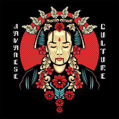 javanese woman vector illustration