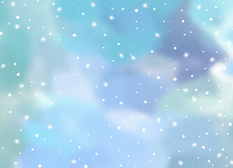 Watercolor Blurred Background. Winter snowy blue and gray sky with cloud