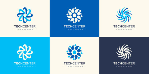 Collection of Spinning Whirl Logo Template.