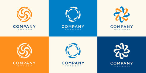 Collection of Spinning Whirl Logo Template. © POLLARIZE