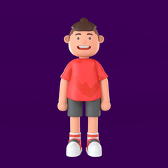 3d rendering of a boy character standing illustration