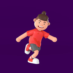 3d rendering of a boy running illustration