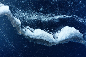 texture ice top view cracks transparent abstract background winter
