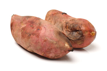 roasted sweet potatoes on a white background 