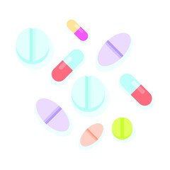 Abstract Flat Cartoon Vector Tablets Vitamin Design Style Element Medicine Isolated Protection Concept Healthcare Medical Disease