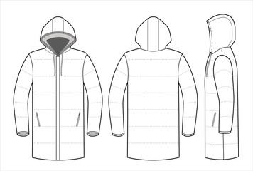 Hooded padding jacket with adjustable drawstring mockup