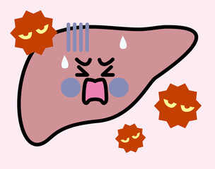 肝臓　キャラクター　ウイルス