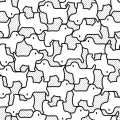 Seamless pattern with cute dog illustrations,