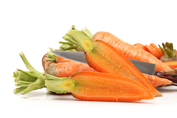 Carrot slices on white background 
