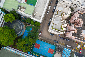 Top down view of basketball court