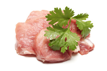 Fresh raw beef steak with rosemary isolated on white background