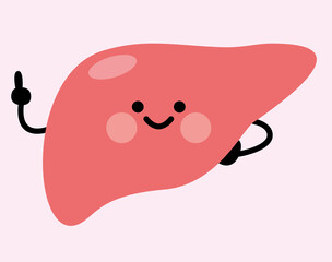 肝臓　キャラクター　指差し