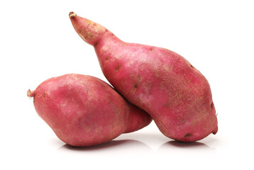 sweet potatoes on the white background