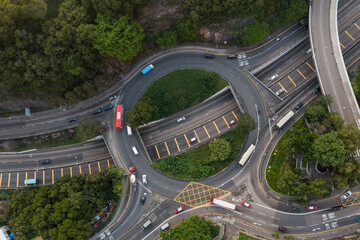 Top down view of Hong Kong traffic