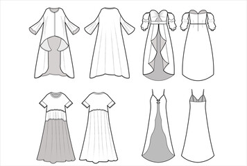 Women's dresses collection, off shoulder, front open