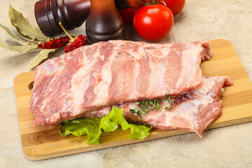 Raw pork ribs for cooking