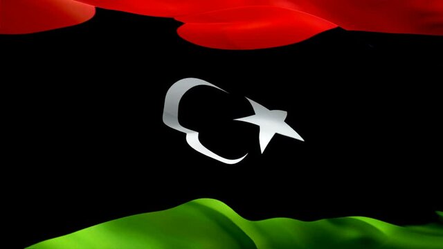 Libya flag video. National 3d Libyan Flag Slow Motion video. Libya tourism Flag Blowing Close Up. Libyan Flags Motion Loop HD resolution Background Closeup 1080p Full HD video flags waving in wind vid
