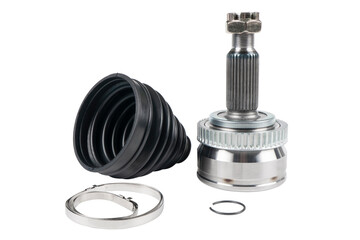 Car CV joint kit. Drive shaft joint isolated on white background. New constant velocity joints. New automotive CV joints. Quality spare parts for car service or maintenance