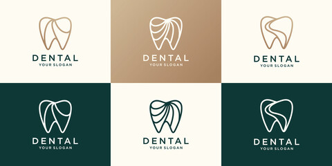minimalist Dent Logo with line art style concept design vector.