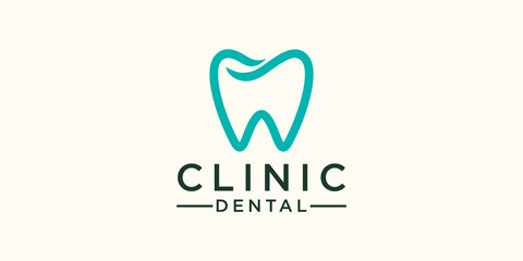 Minimalist Dental Care Logo Design template. Icon tooth abstract modern.