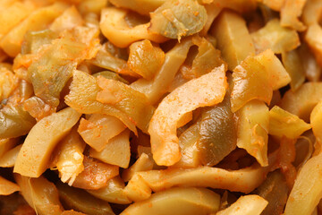 hot pickled mustard tuber on white background 