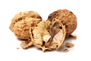 walnuts on a white background