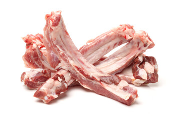 Raw Pork Ribs Isolated On White Background