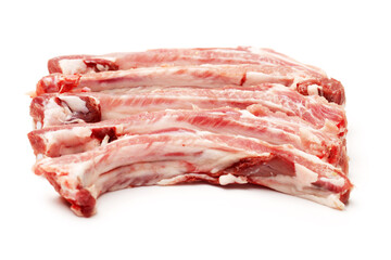 Raw Pork Ribs Isolated On White Background
