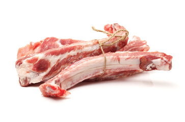 Raw Pork Ribs Isolated On White Background
