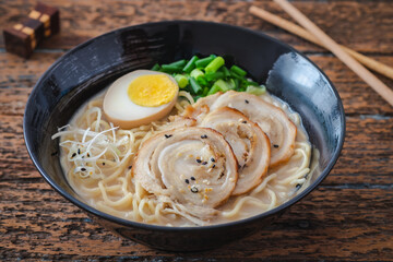 Ramen noodle in pork bone broth, Japanese food