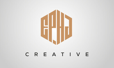 letters EPHJ creative polygon hexagon logo victor template