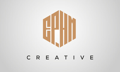 letters EPHM creative polygon hexagon logo victor template