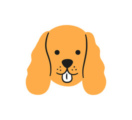 Cute cocker spaniel face. Dog head icon. Doodle dog portrait. Hand drawn vector illustration isolated on white background.