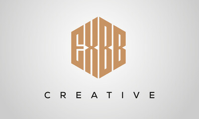 letters EXBB creative polygon hexagon logo victor template