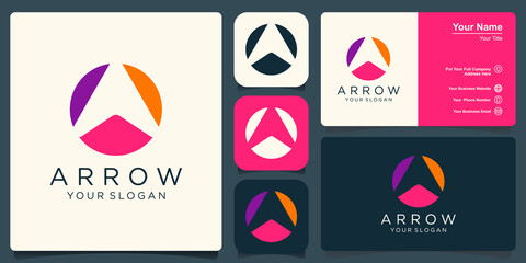 Letter A arrow logo icon design template elements.