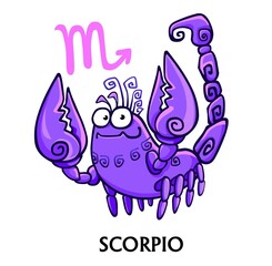 Zodiac sign Scorpio. Fantastic animation animal. Vector illustration isolated on a white background.