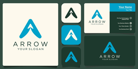 letter A with arrow inside Flat Vector Logo Design Template