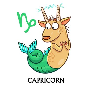 Zodiac sign Capricorn.  Fantastic animation animal. Vector illustration isolated on a white background.