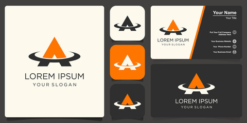 Letter A with orbit Logo Template Illustration Design.