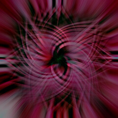 A 3D rendering of an abstract bright red and black spiral background