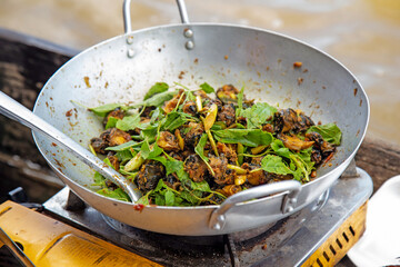 Fried snails spicy food cambodia traditional food