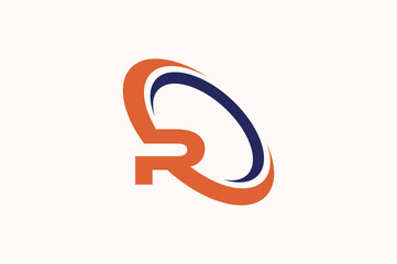 R Logo swoosh. Letter R with rings Design Vector Illustration Modern Icon.