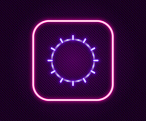 Fototapeta na wymiar Glowing neon line Sun icon isolated on black background. Colorful outline concept. Vector