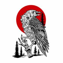 the raven silhouette vector illustration
