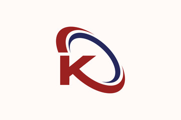 K Logo swoosh. Letter K with rings Design Vector Illustration Modern Icon.