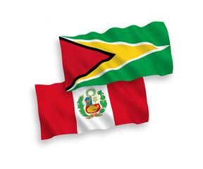 Flags of Co-operative Republic of Guyana and Peru on a white background